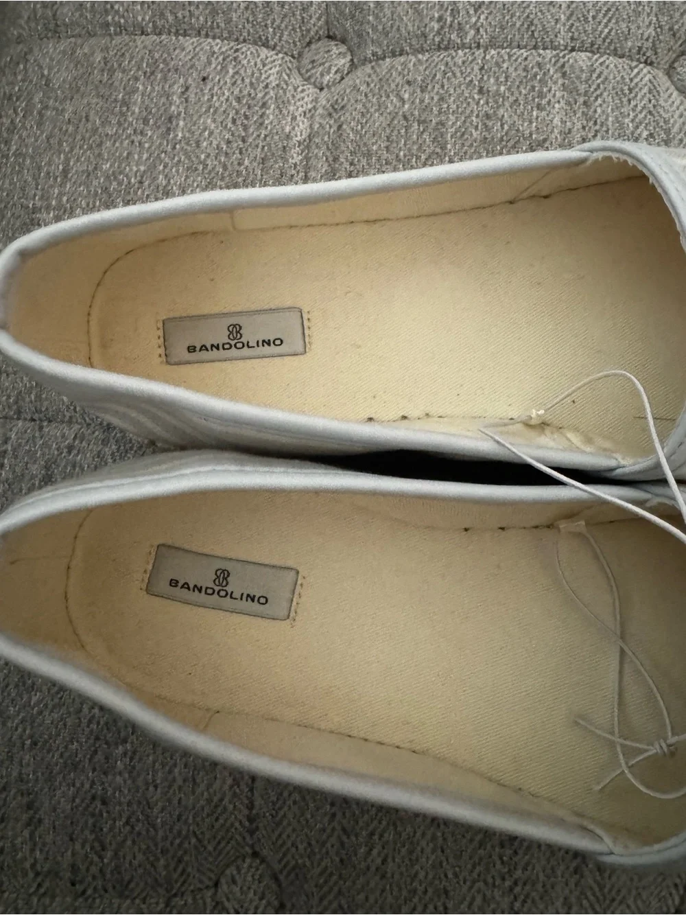 NWOT, Bandolino sparkly blue/ white striped espadrille’s. Size 10.